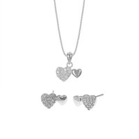 Set de Collar y Aretes Corazones Plata 925