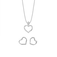 Set de Collar y Aretes Corazones Plata 925