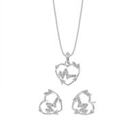 Set de Collar y Aretes Corazones Plata 925