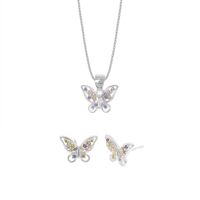 Set de Collar y Aretes Mariposa Plata 925