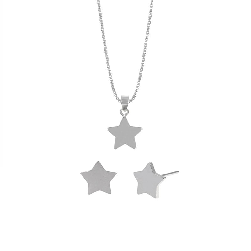 Set de Collar y Aretes Estrellas Plata 925