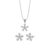Set de Collar y Aretes Flor Plata 925