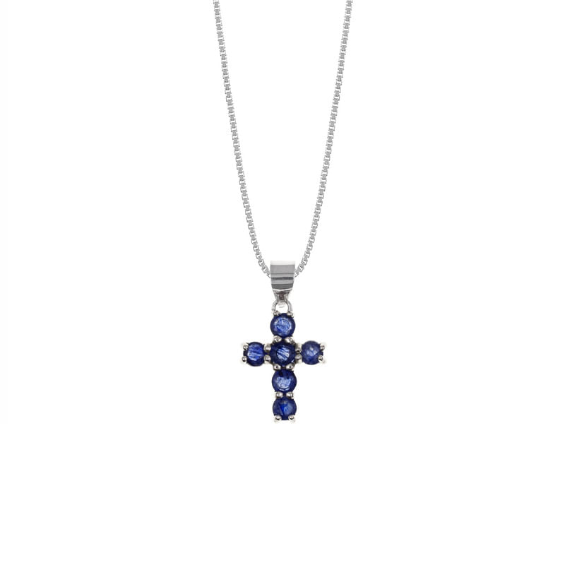 Collar Cruz Zafiro Plata 925