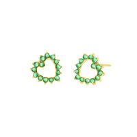 Aretes Esmeralda Corazon Oro 18K