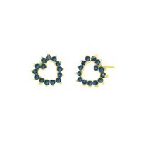 Aretes Corazon Zafiro Acolgante Oro 18K