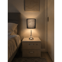 Lámpara De Mesa Noche Moderna Negra Pantalla Tela 42 Cm