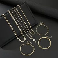 Set x 6 accesorios cruz para hombre collares y pulseras dorado acero inoxidable