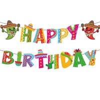 Cadeneta happy birthday temática mexico fiesta cumpleaños mexicana