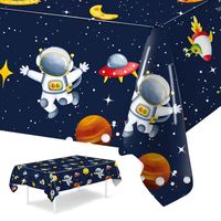 Mantel de mesa fiesta de cumpleaños espacial astronauta cohete planetas 130x220cm