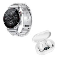 SMARTWATCH REX MAX PLATA + EARBUDS MAX BLANCO