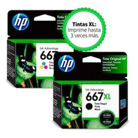 Kit de Tinta HP 667XL Tricolor + Black