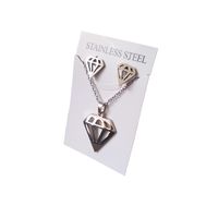 Set collar y aretes diamante plateado