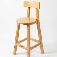 Silla bar alta de madera Pino en natural