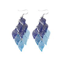 Aretes largos hojas azul