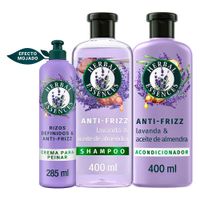 Pack HERBAL ESSENCES Anti-Frizz: Shampoo 400ml + Acondicionador 400ml + Crema para Peinar Rizos Definidos 285ml