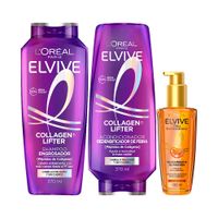 Pack ELVIVE: Shampoo Colágeno Lifter 370ml + Acondicionador Colágeno Lifter 370ml + Aceite Óleo Extraordinario 100ml
