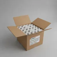 Caja de 100 rollos de 160 etiquetas adhesivas térmico 50x50mm TD material premium blanco