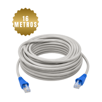 Cable De Red Internet Ethernet Rj45 Cat-5E de 16 Metros Gris