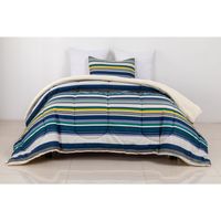 Edredon Oi26 Print Sherpa Rayas Azul 1.5 Plazas