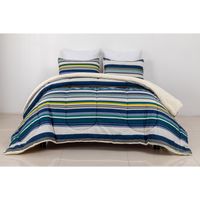 Edredon Oi26 Print Sherpa Rayas Azul Queen