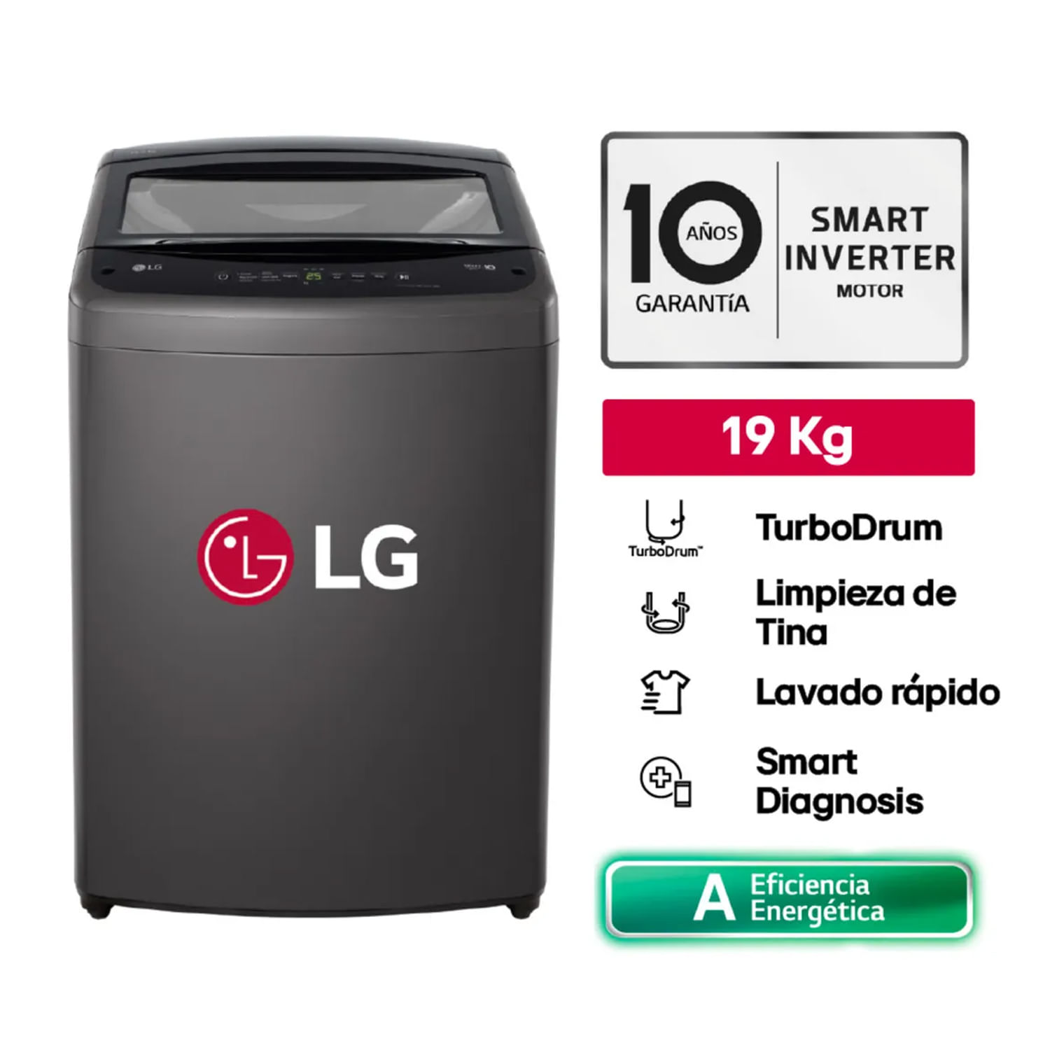Lavadora 19 Kg TurboDrum Carga Superior Negro WT19BVTB