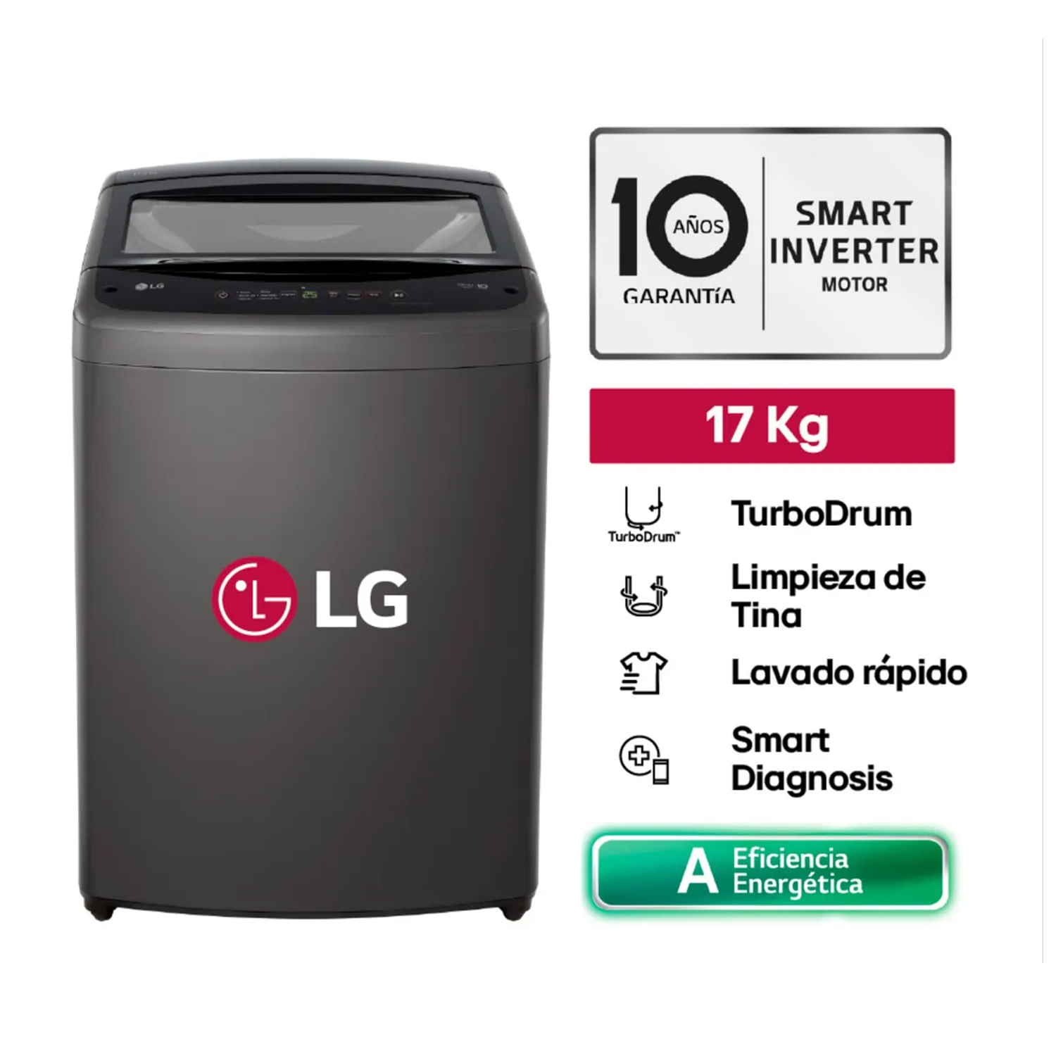 Lavadora 17 Kg Carga Superior WT17BVTB Negro Claro