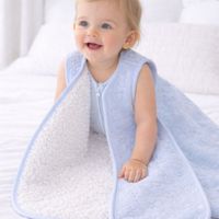 SACO O BOLSA DE DORMIR FORRADO DE CARNERITO PARA BEBE CELESTE TALLA 2