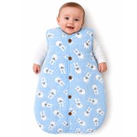 Pijama bolsa saco de dormir con botones para bebe 0 a 6 meses forradito (Celeste) - copy