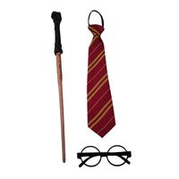 Set x 3 accesorios mago brujo corbata, varita y lentes disfraz Halloween