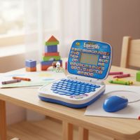 Mini Laptop Educativa Interactiva Bilingüe Rosado Celeste - Inglés
