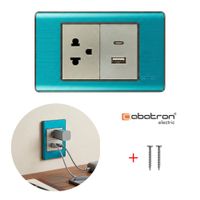 Placa Tomacorriente de Pared con Enchufe USB y Tipo-C ABATRON 15 AMP