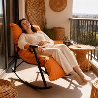 Sillon mecedora Reclinable silla Turbona para Terraza Naranja