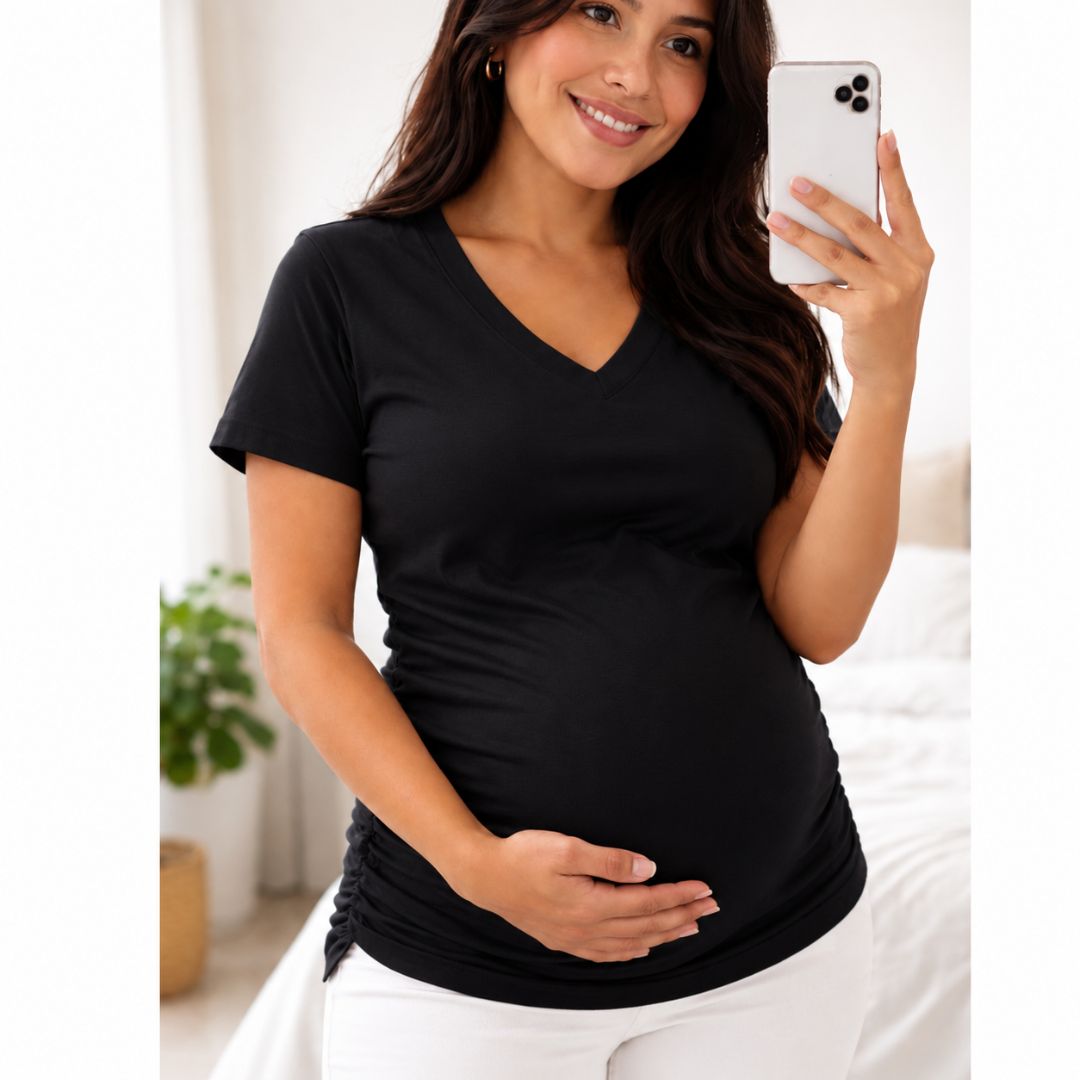 Polos Básico de maternidad para embarazadas Negro - M