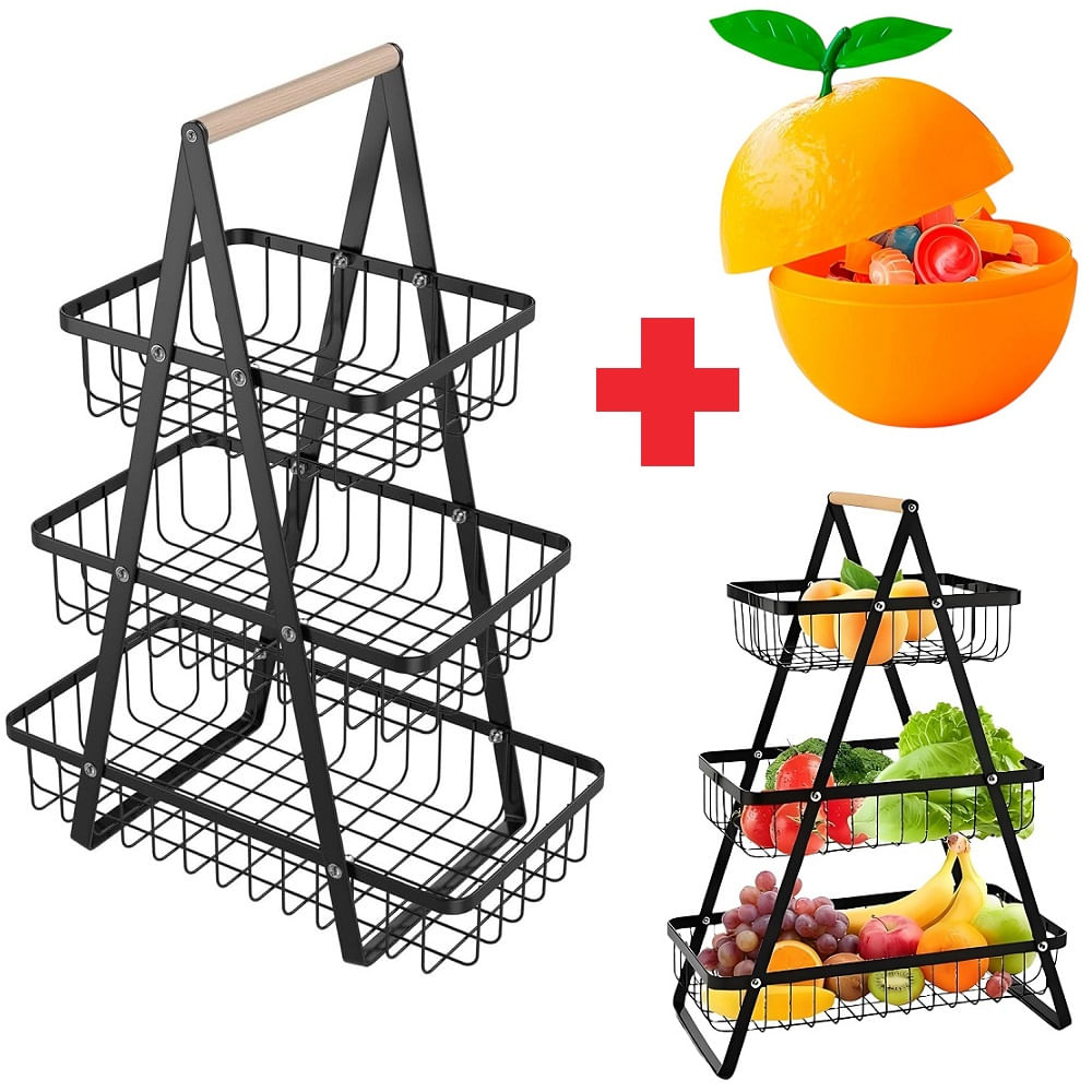 Cesta organizador de frutas o verduras frutero verdulero de 3 niveles