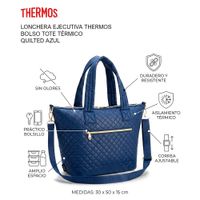 LONCHERA EJECUTIVA THERMOS BOLSO TOTE TERMICO QUILTED AZUL