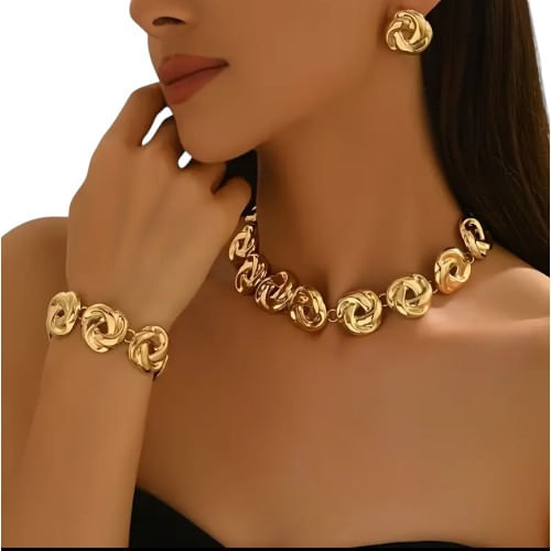 Collar, aretes y pulsera juego de accesorios mujer