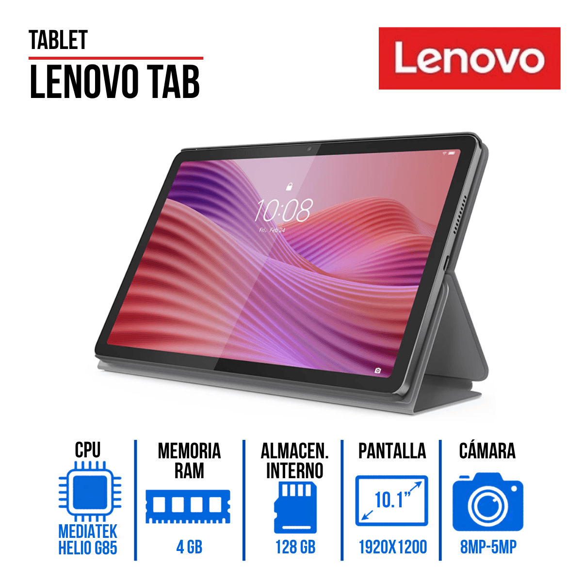 Tablet Lenovo Tab 10.1” WUXGA (1920x1200) TFT LCD (IPS) /Touch/Android 14 o Superior