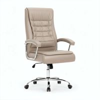 Silla de Oficina Presidencial Haven Shiny Cuero Giratoria 360° Base de acero Reclinable Beige