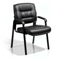 Silla de Visita Fija Haven Axis Oficina Consultorio Ergonomica de Cuero PU Base Metálica