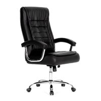 Silla de Oficina Presidencial Haven Shiny Cuero Giratoria 360° Base de acero Reclinable Negra