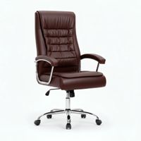 Silla de Oficina Presidencial Haven Shiny Cuero Giratoria 360° Base de acero Reclinable Marrón