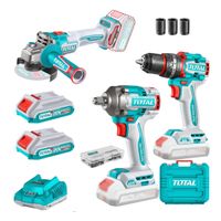 Combo Taladro percutor + Llave de impacto + Amoladora Total