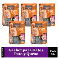 Pack x5 Sachet para Gato Leonardo sabor Pato y Queso 85 gr