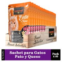 Pack x16 Sachet para Gato Leonardo sabor Pato y Queso 85 gr