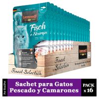 Pack x16 Sachet para Gato Leonardo Pescado y Camarones 85 gr