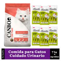 Comida Gato Problemas Urinarios Canbo 7 kg + Snack 24 tubos