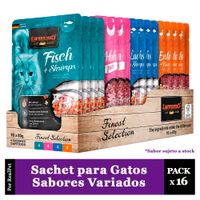 Pack x16 Sachet para Gato Leonardo Sabores Variados 85 gr