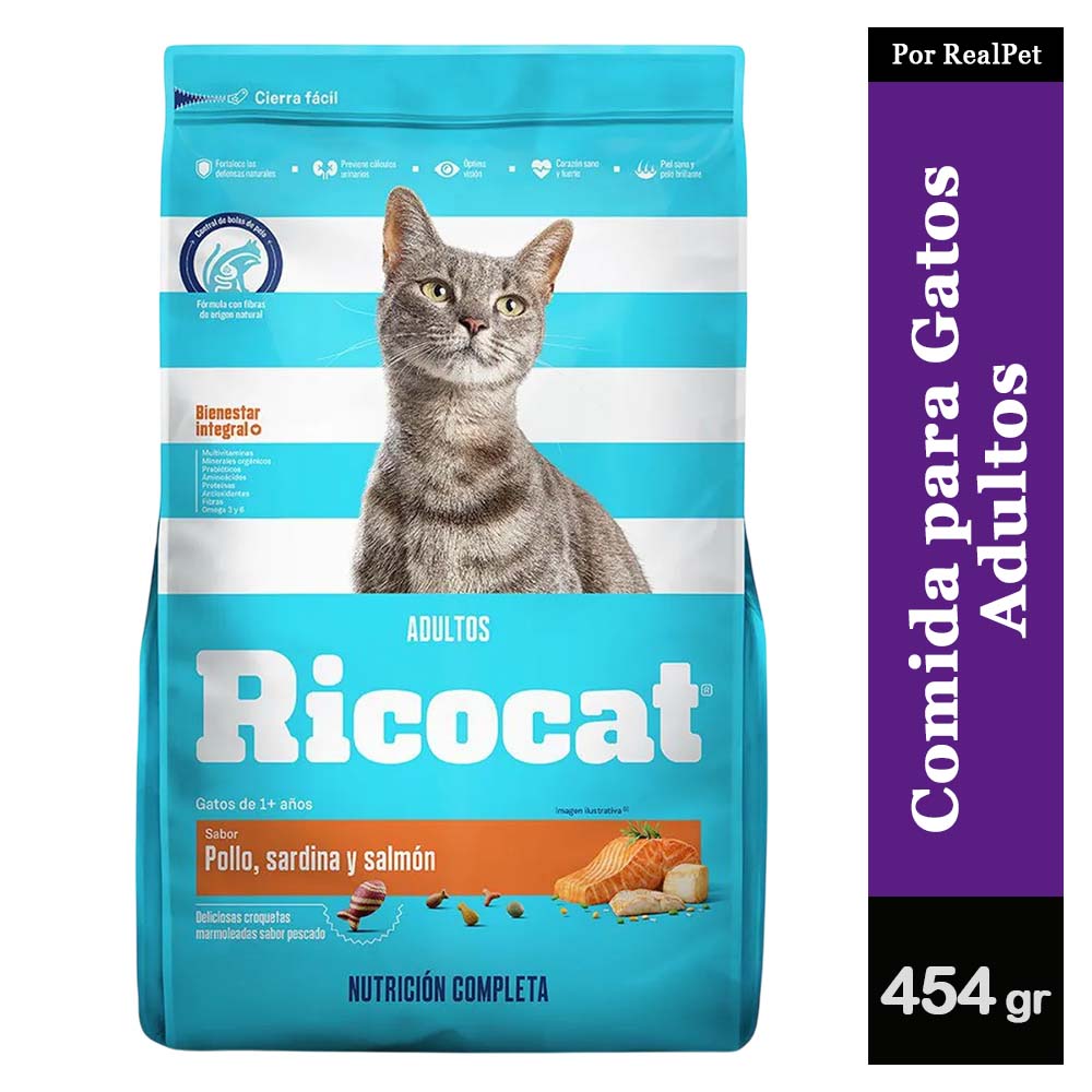 Comida para Gato Adulto Ricocat Pollo Sardina Salmon 454 gr