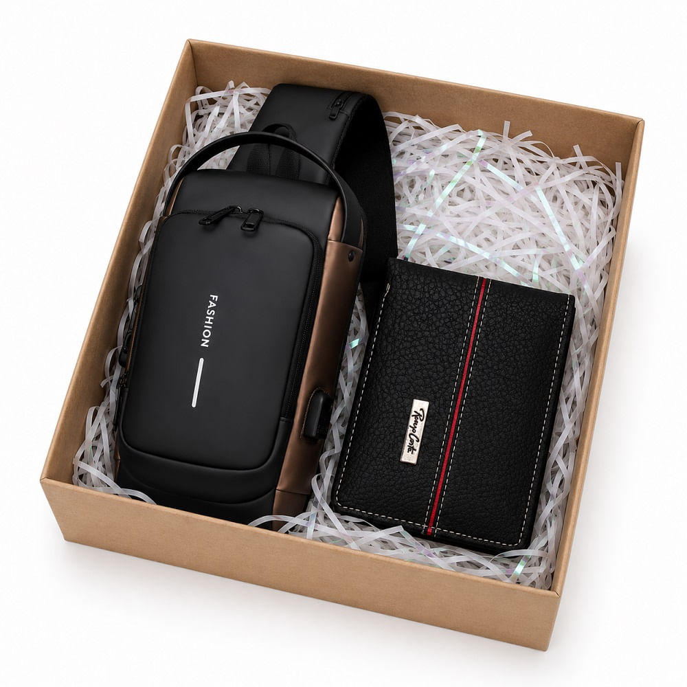Set de un Bolso antirrobo y una Billetera Regalos día del padre