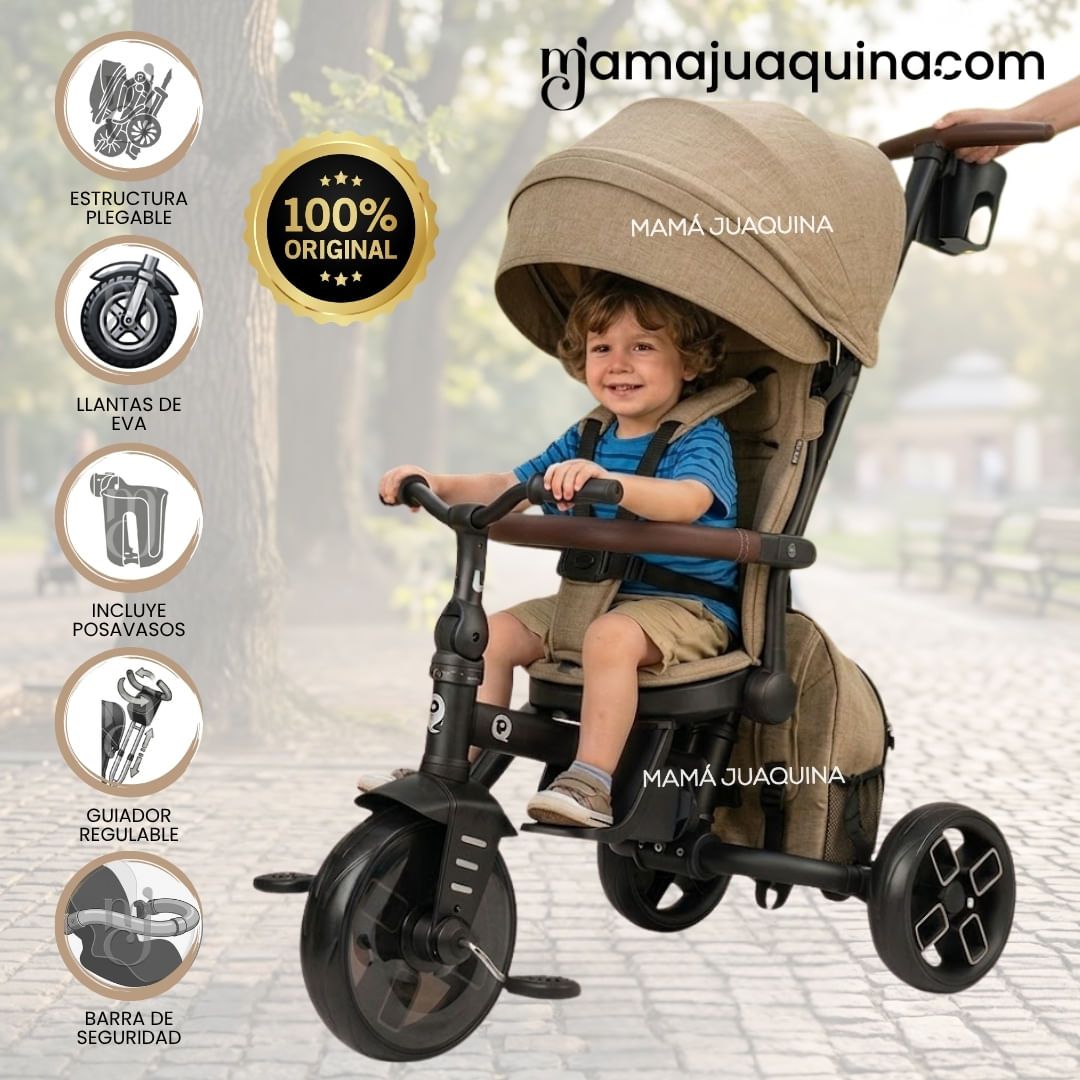 Triciclo Guiador «SHELY PLUS» para Niños con Mochila Coffee